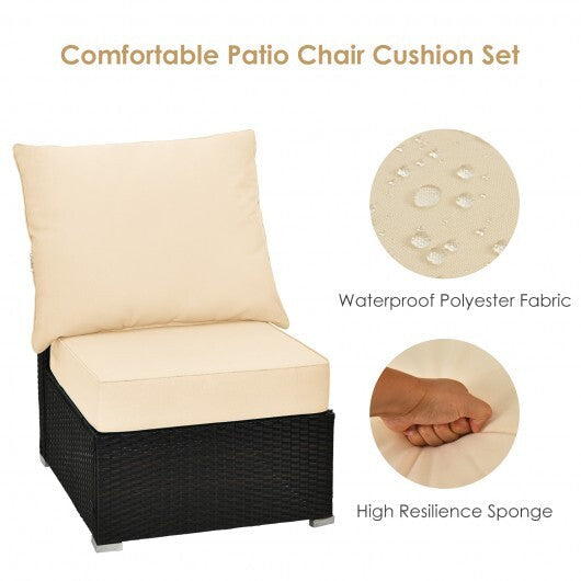 Deep Seat Chair Cushion Pads Set with Rope Belts for Indoor and Outdoor-Beige - Color: Beige W2B