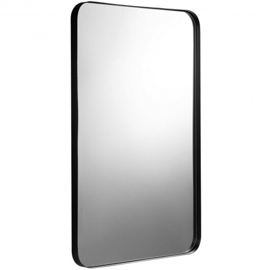 32 Inch x 20 Inch Metal Frame Wall-Mounted Rectangle Mirror-Golden W2B