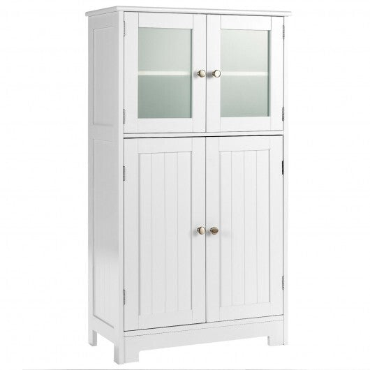 Bathroom Floor Storage Locker Kitchen Cabinet with Doors and Adjustable Shelf-White W2B