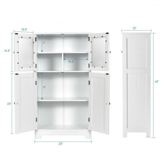 Bathroom Floor Storage Locker Kitchen Cabinet with Doors and Adjustable Shelf-White W2B