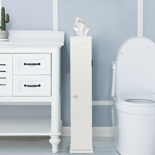 Free Standing Toilet Paper Holder with 4 Shelves and Top Slot for Bathroom-White - Color: White W2B