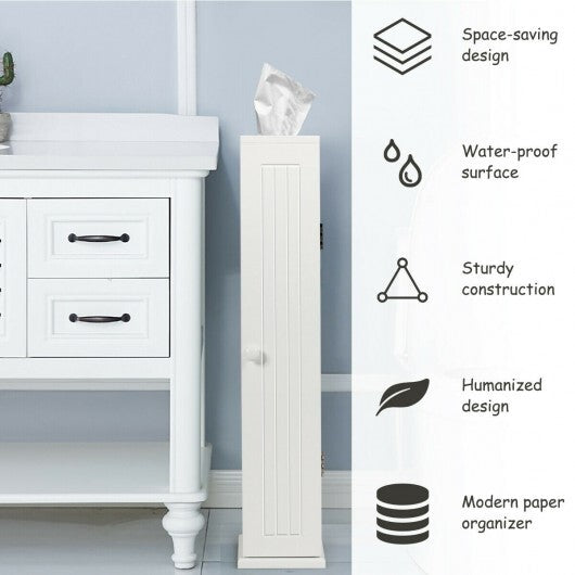 Free Standing Toilet Paper Holder with 4 Shelves and Top Slot for Bathroom-White - Color: White W2B