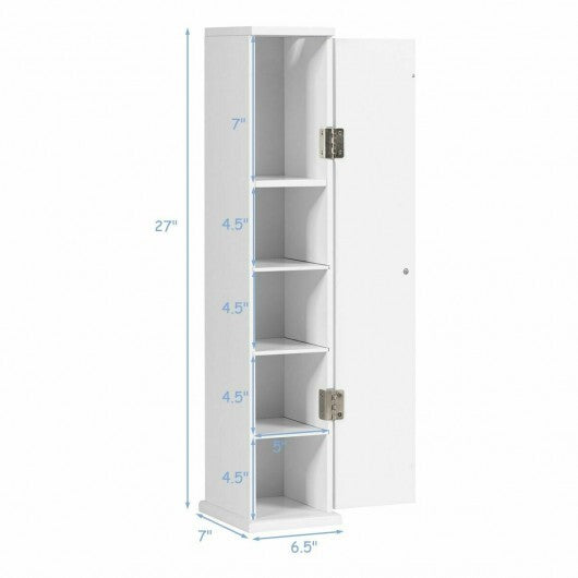 Free Standing Toilet Paper Holder with 4 Shelves and Top Slot for Bathroom-White - Color: White W2B