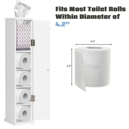 Free Standing Toilet Paper Holder with 4 Shelves and Top Slot for Bathroom-White - Color: White W2B