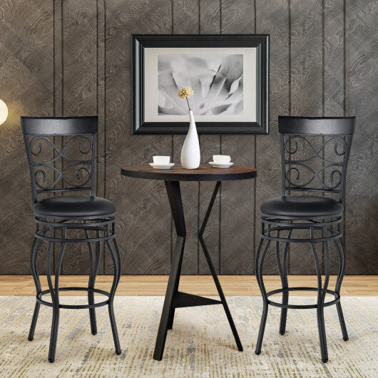 2 Pieces 30 Inch 360 Degree Swivel Bar Stools with Leather Padded Seat-Brown W2B