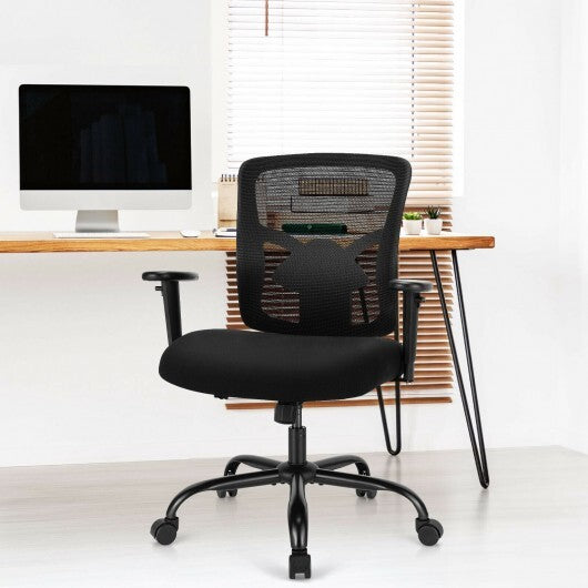 400LBS Mesh Big and Tall Office Chair Swivel Task Chair - Color: Black W2B