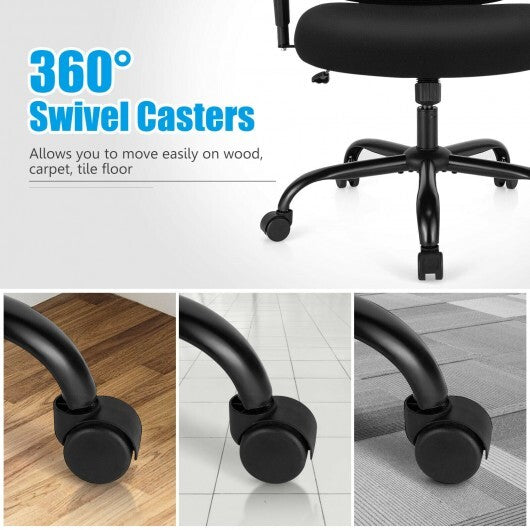 400LBS Mesh Big and Tall Office Chair Swivel Task Chair - Color: Black W2B