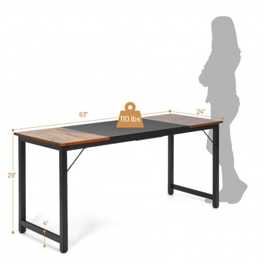 63 Inch Modern Splice Computer Desk with Heavy Duty Steel Frame
