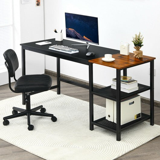59 Inch Home Office Computer Desk with Removable Storage Shelves-Black - Color: Black W2B