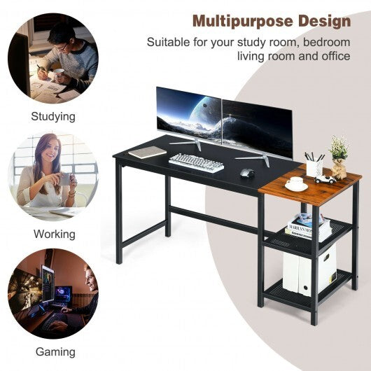 59 Inch Home Office Computer Desk with Removable Storage Shelves-Black - Color: Black W2B