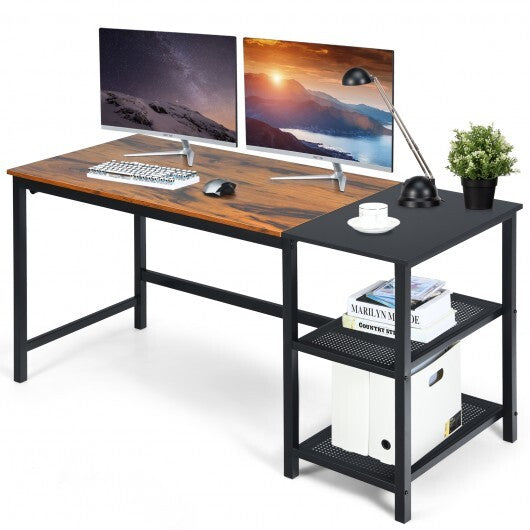 59 Inch Home Office Computer Desk with Removable Storage Shelves-Black