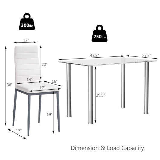 5 Pieces Dining Set with 4 PVC Leather Chairs