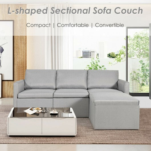 Convertible L-Shaped Sectional Sofa Couch with Reversible Chaise-Green W2B