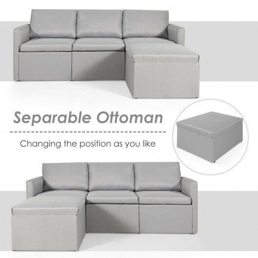 Convertible L-Shaped Sectional Sofa Couch with Reversible Chaise-Green W2B
