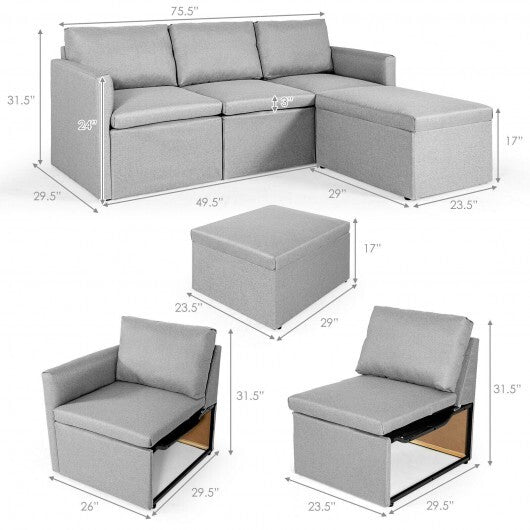Convertible L-Shaped Sectional Sofa Couch with Reversible Chaise-Green W2B