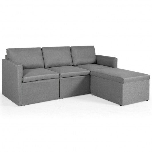 Convertible L-Shaped Sectional Sofa Couch with Reversible Chaise-Green W2B