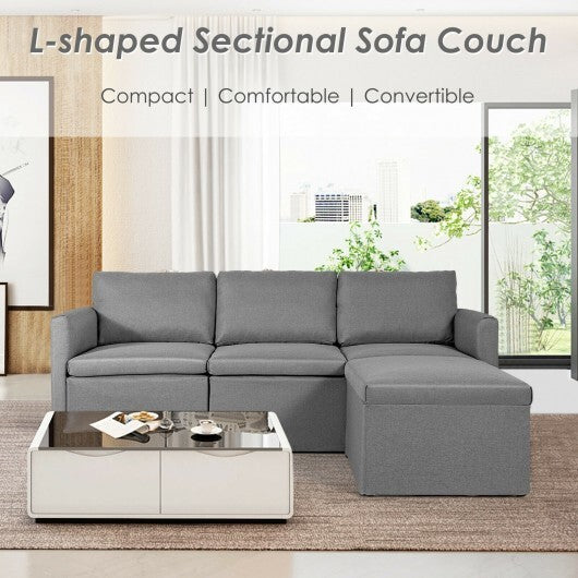 Convertible L-Shaped Sectional Sofa Couch with Reversible Chaise-Green W2B