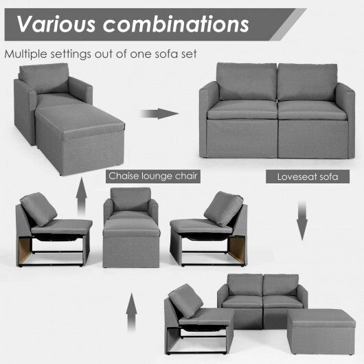 Convertible L-Shaped Sectional Sofa Couch with Reversible Chaise-Green W2B