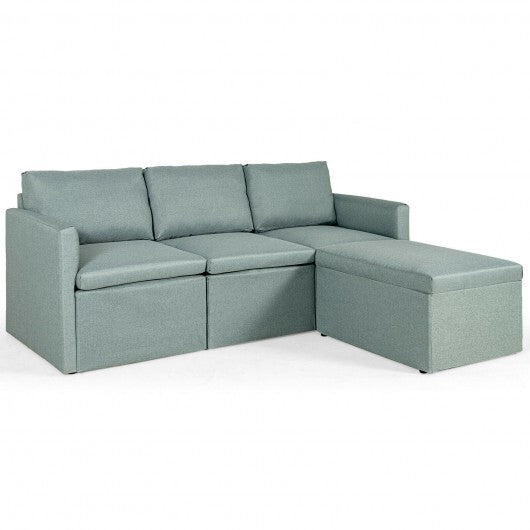 Convertible L-Shaped Sectional Sofa Couch with Reversible Chaise-Green W2B