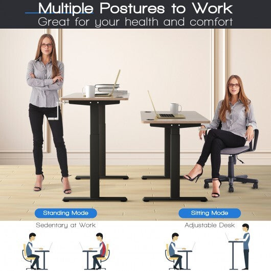 Hand Crank Sit to Stand Desk Frame Height Adjustable Standing Base-Gray