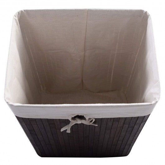 Rectangle Bamboo Hamper Laundry Basket Washing Cloth Bin Storage Bag Lid 3 color-Black W2B