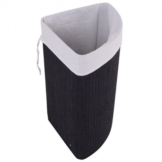Corner Bamboo Hamper Laundry Basket-Black - Color: Black W2B