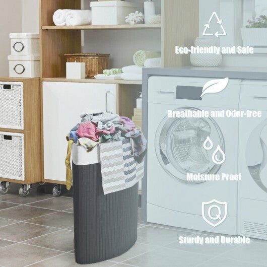 Corner Bamboo Hamper Laundry Basket-Black - Color: Black W2B