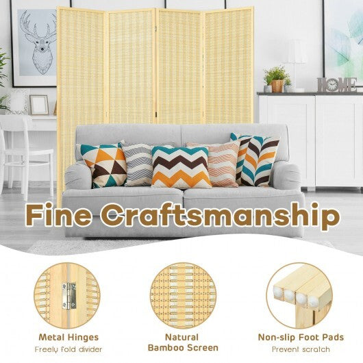 6 ft 4 Panel Portable Folding Room Divider Screen-Natural - Color: Natural W2B