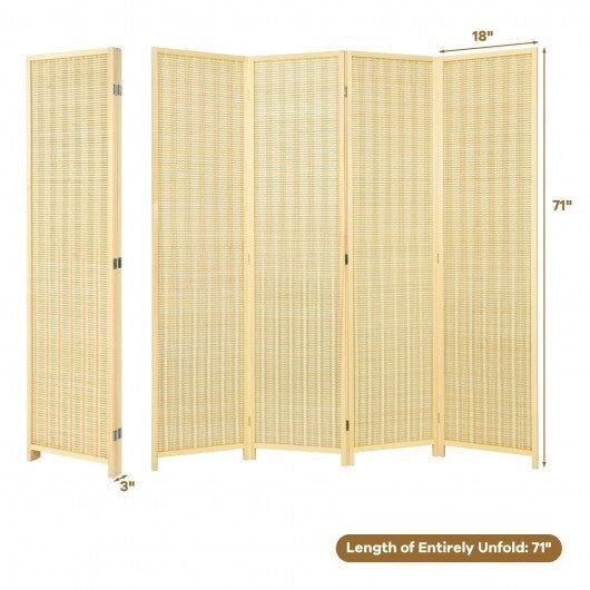 6 ft 4 Panel Portable Folding Room Divider Screen-Natural W2B