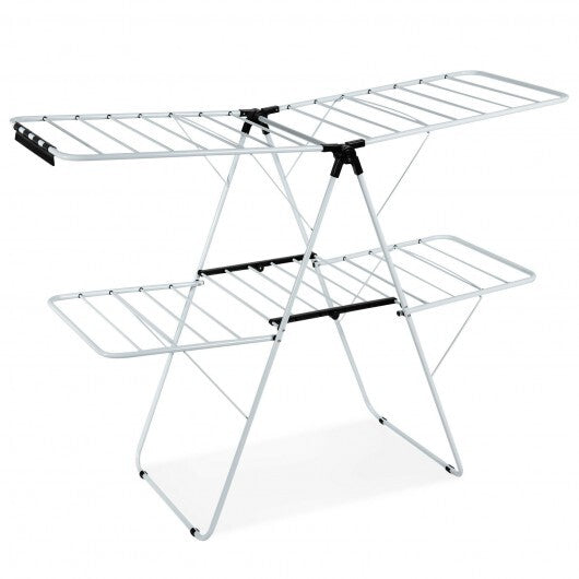2-Tier Foldable Clothes Drying Rack with Adjustable Gullwing W2B