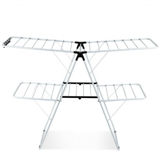 2-Tier Foldable Clothes Drying Rack with Adjustable Gullwing W2B
