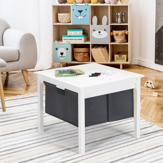 2-in-1 Kids Activity Table and 2 Chairs Set with Storage Building Block Table-Espresso W2B