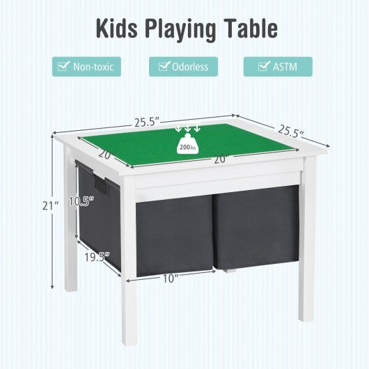 2-in-1 Kids Activity Table and 2 Chairs Set with Storage Building Block Table-Espresso W2B