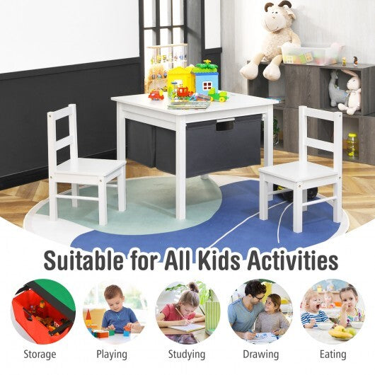 2-in-1 Kids Activity Table and 2 Chairs Set with Storage Building Block Table-Espresso W2B