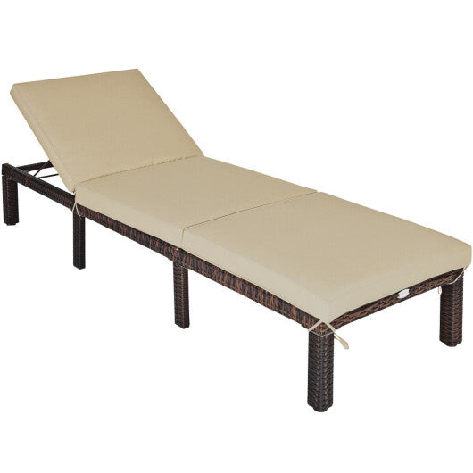 Outdoor Rattan Adjustable Cushioned Chaise-Red W2B
