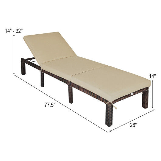 Outdoor Rattan Adjustable Cushioned Chaise-Red W2B