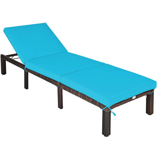 Outdoor Rattan Adjustable Cushioned Chaise-Red W2B