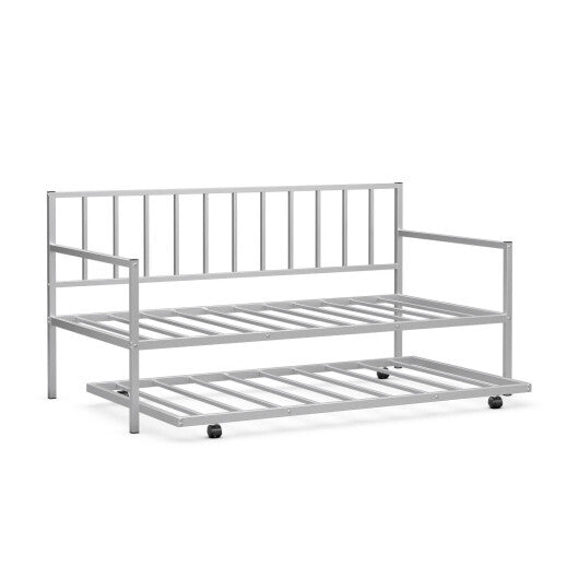 Twin Size Daybed and Trundle Frame Set Trundle Bedframe-Black W2B