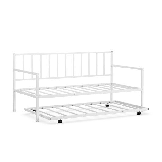 Twin Size Daybed and Trundle Frame Set Trundle Bedframe-Black W2B