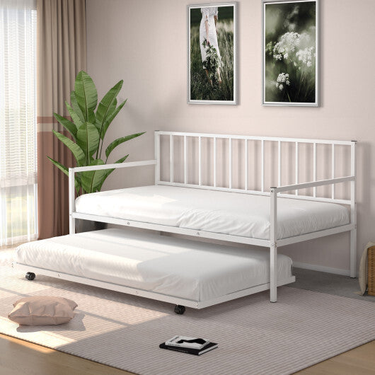 Twin Size Daybed and Trundle Frame Set Trundle Bedframe-Black W2B