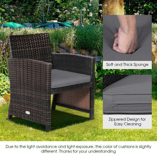 3 Pieces Patio Wicker Furniture Set with Storage Table and Protective Cover-Off White