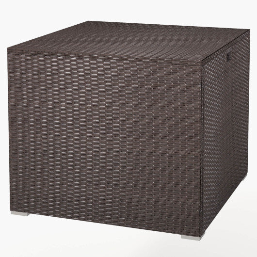 72 Gallon Rattan Outdoor Storage Box with Zippered Liner and Solid Pneumatic Rod W2B