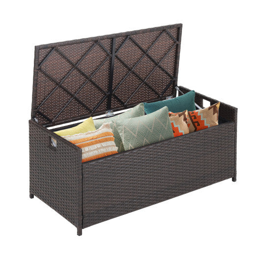 34 Gallon Patio Storage Bench with Seat Cushion and Zippered Liner W2B