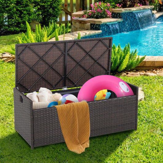 34 Gallon Patio Storage Bench with Seat Cushion and Zippered Liner W2B