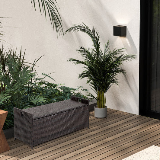 34 Gallon Patio Storage Bench with Seat Cushion and Zippered Liner W2B