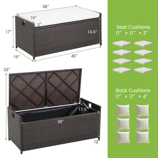 34 Gallon Patio Storage Bench with Seat Cushion and Zippered Liner W2B