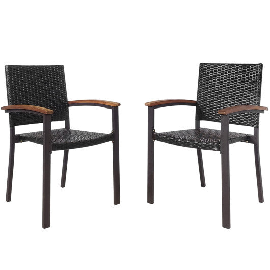 Set of 2 Outdoor Patio PE Rattan Dining Chairs W2B