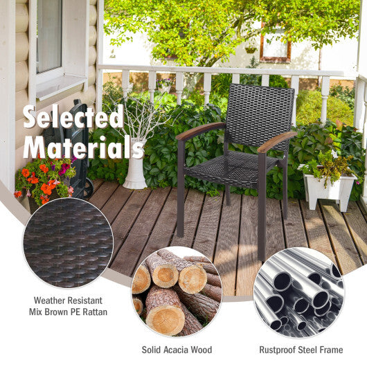 Set of 2 Outdoor Patio PE Rattan Dining Chairs W2B