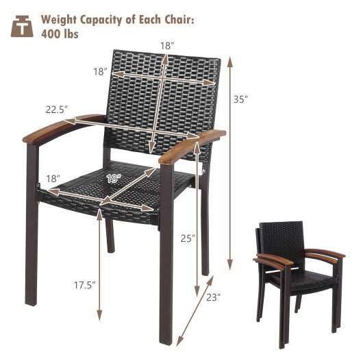 Set of 2 Outdoor Patio PE Rattan Dining Chairs W2B