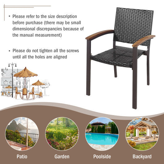 Set of 2 Outdoor Patio PE Rattan Dining Chairs W2B